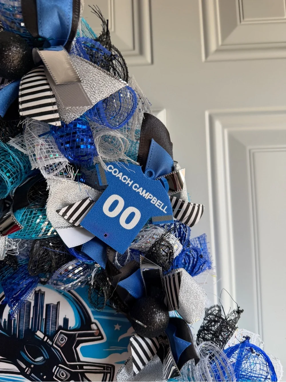 Detroit Football Themed Door Swag Wreath Handmade Hutchinson St. Brown Wright